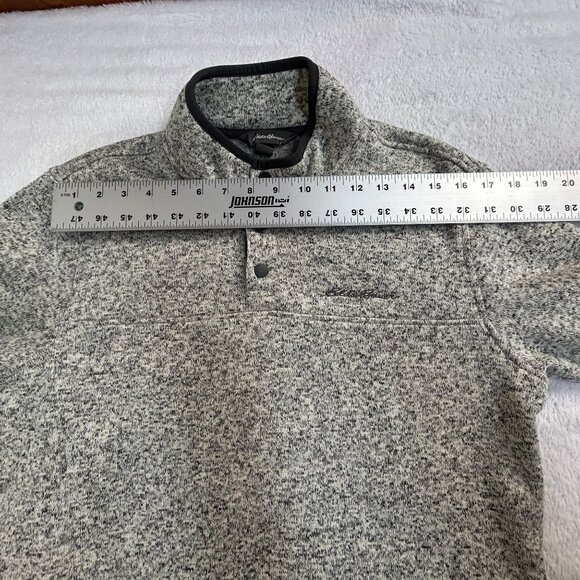 Eddie Bauer Men’s Radiator Fleece Snap Mock Pullover Outdoor Gray Heather Medium - Picture 6 of 8